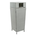 thumbnail image 1 of happimess Keaton Modern 24.13-Gallon All-Weather Wicker/Metal Lidded Hideaway Outdoor Trash Can, Mint Blue/White, HPM1203C, 1 of 9