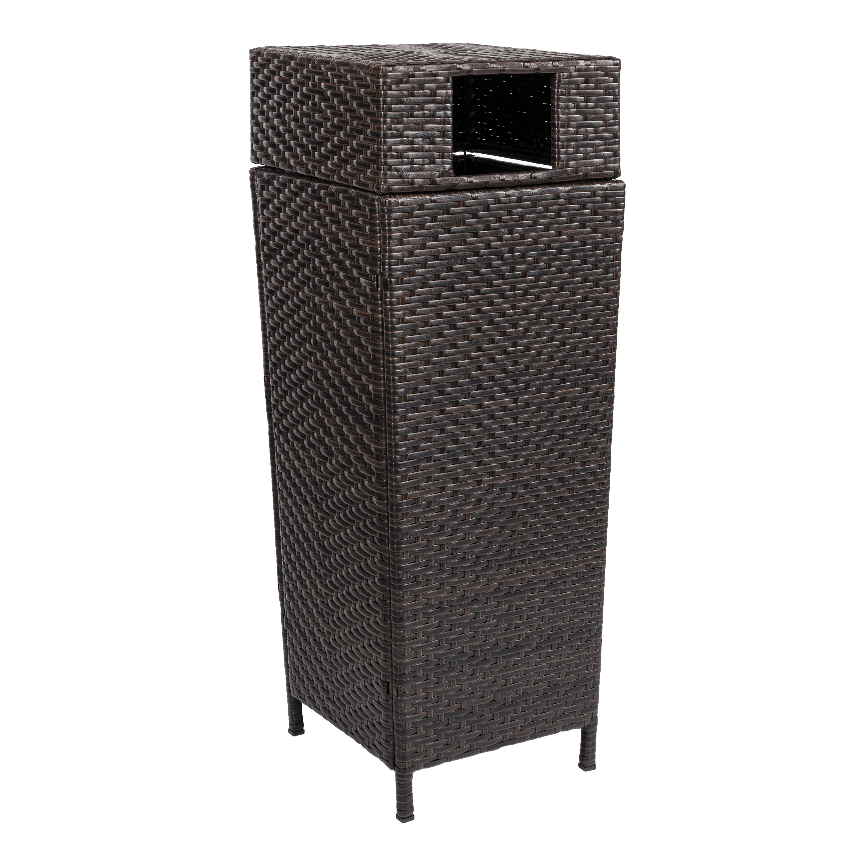 Keaton Brown 24.13-Gallon Wicker and Metal Outdoor Trash Can