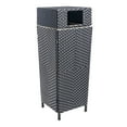 thumbnail image 1 of happimess Keaton Modern 24.13-Gallon All-Weather Wicker/Metal Lidded Hideaway Outdoor Trash Can for Package Delivery, Patio Furniture, Cushions, Gardening Tools, Pool Supplies, Navy/White, HPM1203B, 1 of 9