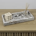 thumbnail image 1 of happimess Luxe Stone 12" x 6" Classic Minimalist Rectangular Marble Bathroom Countertop Tray, Beige, TRY4001D, 1 of 5
