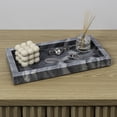 thumbnail image 1 of happimess Luxe Stone 12" x 6" Classic Minimalist Rectangular Marble Bathroom Countertop Tray, Black, TRY4001C, 1 of 4