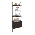 thumbnail image 1 of happimess MSH1002A Tulare 72.05" MidCentury Industrial 4-Shelf Wood Wall-Mounted Open Ladder Bookcase with Cabinet and Metal Frame, Black, 1 of 9