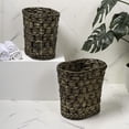 thumbnail image 1 of happimess Miles Rustic Farmhouse Handwoven Water Hyacinth 4.5-Gallon Tapered Oval Wicker Waste Basket, Brown (Set of 2), 1 of 6