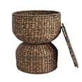 thumbnail image 1 of happimess SAT1000B Bhola 18" Hourglass Handwoven Hyacinth Storage Accent Table with Lid, Brown Wash, 1 of 9