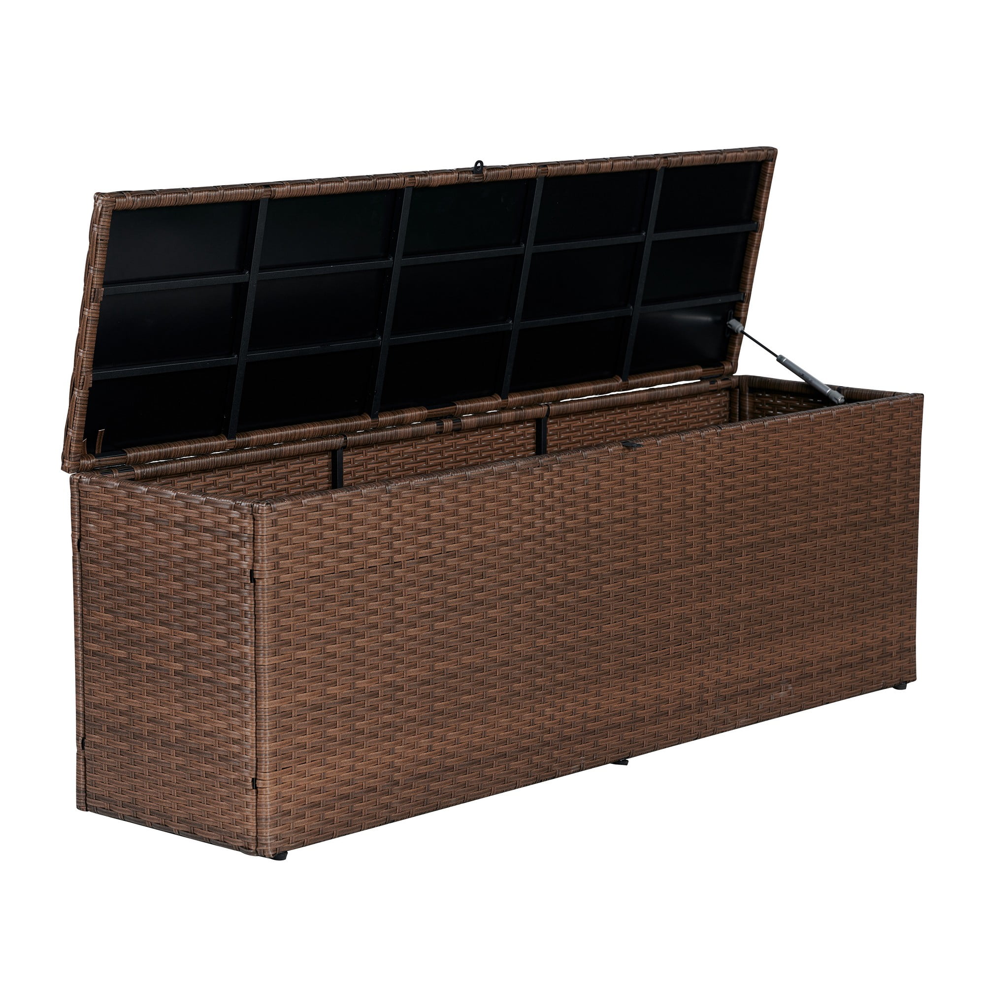 Brown Wicker and Steel Lockable Deck Storage Box