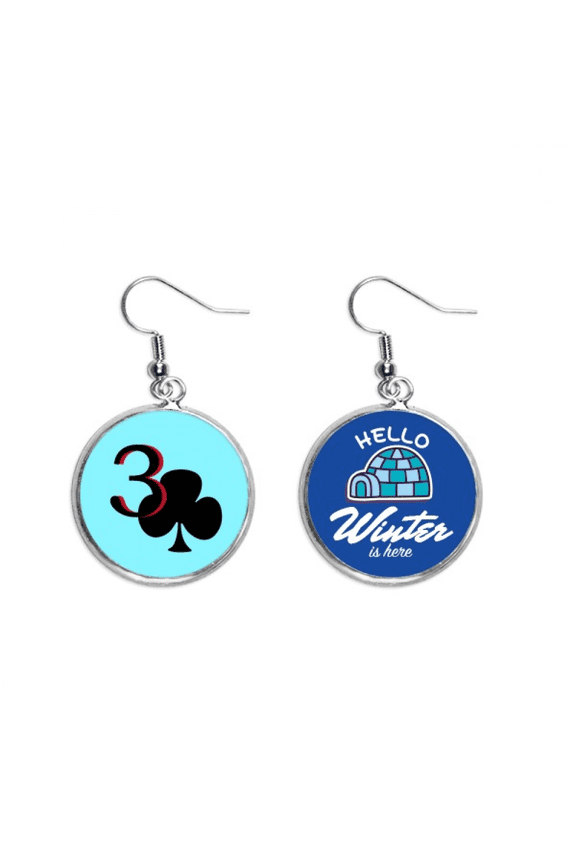 happiness jupiter club 3 poker dangle drop winter ice earring jewelry