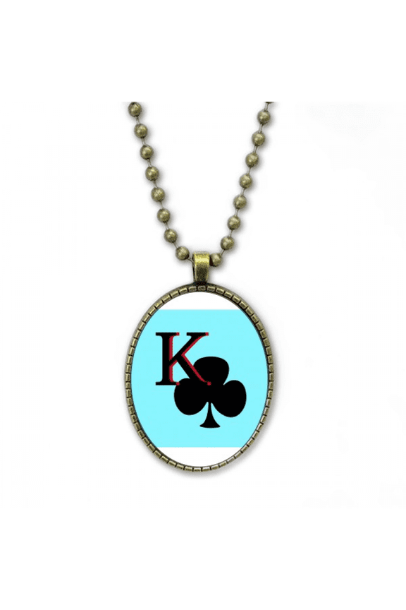 happiness king club k poker necklace vintage chain bead pendant jewelry collection