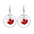 thumbnail image 1 of happy canada day 4th of july maple texture earrings dangle hoop jewelry drop circle, 1 of 3