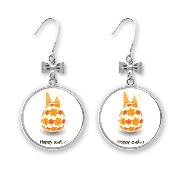 happy easter festival bunny egg bow earrings drop stud pierced hook