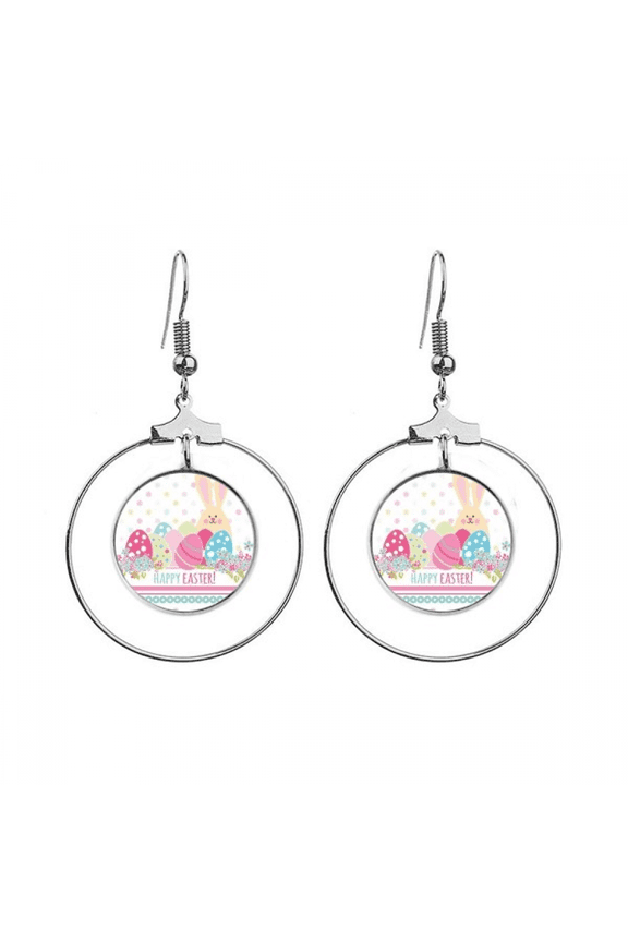 happy easter festival colored egg earrings dangle hoop jewelry drop circle