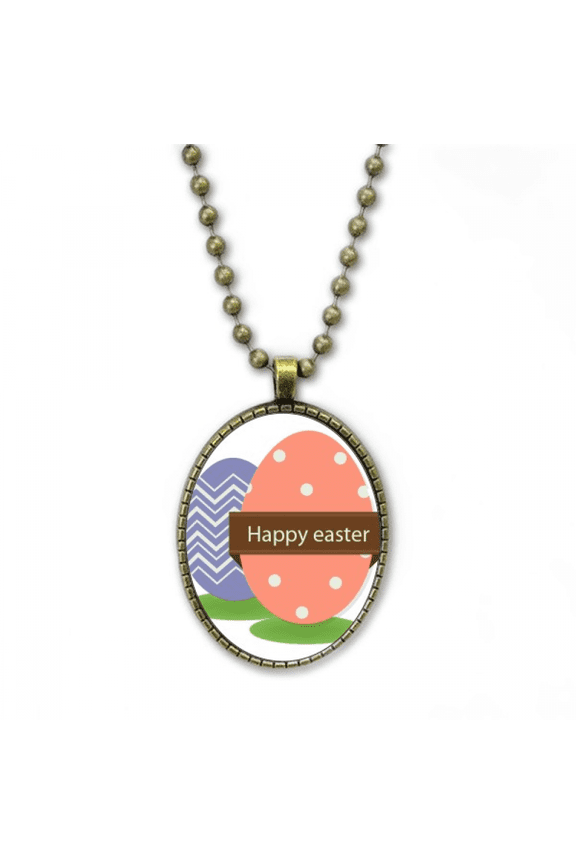 happy easter festival colored egg necklace vintage chain bead pendant jewelry collection