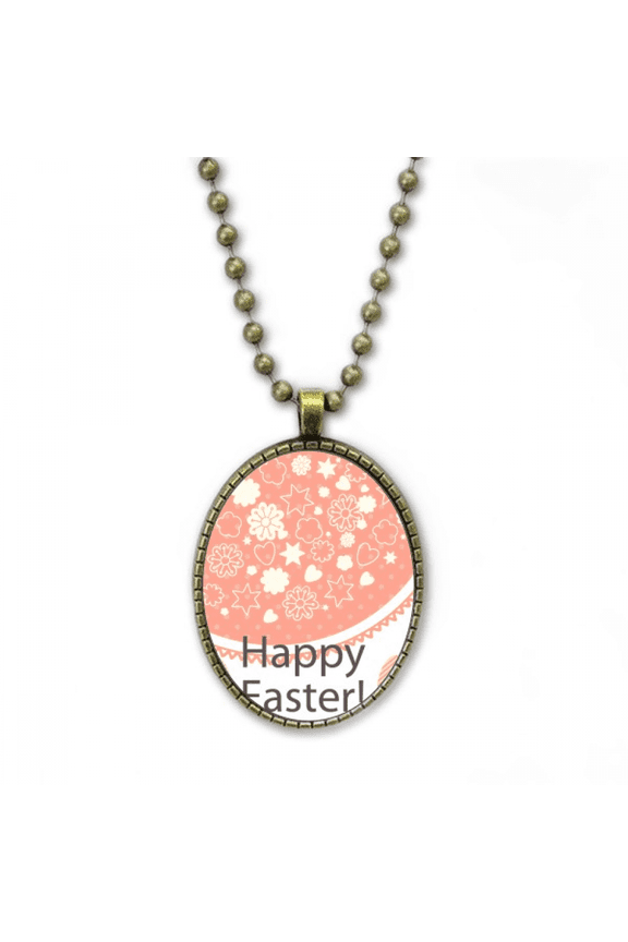 happy easter festival cute colored egg flower necklace vintage chain bead pendant jewelry collection