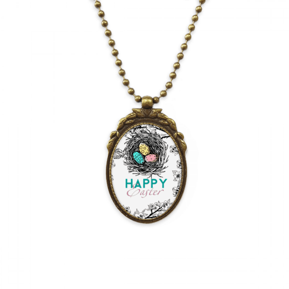happy easter festival egg nest antique necklace vintage bead pendant keychain