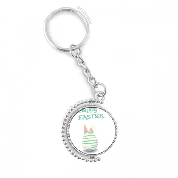 happy easter festival egg stripe rotatable keyholder disc accessories chain clip