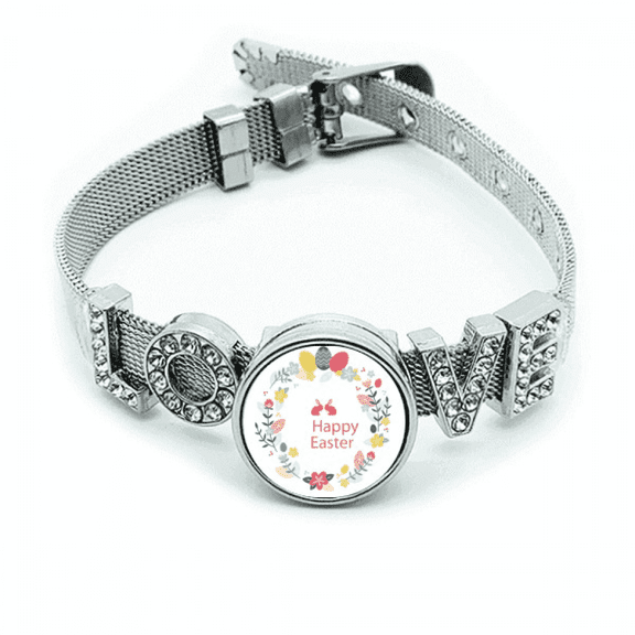 happy easter  festival  flower Bracelet Wristband Crystal Love Adjustable Bangle