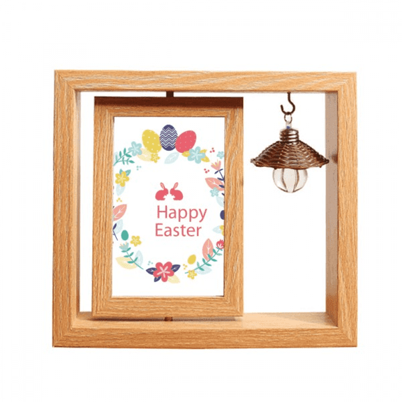 happy easter  festival  flower Wooden Rotating Picture Photo Frame 4x6