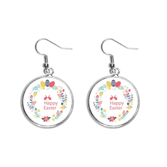 happy easter festival flower ear dangle silver drop ear jewelry woman