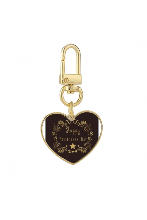 happy presidents day euan relief Gold Heart Keychain Metal Keyring Holder
