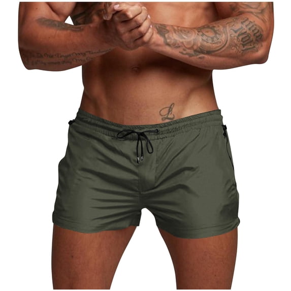 happyYEE Men's Athletic Running Shorts with Pocket Zipper Elastic Waist Outdoor Sports Shorts with Mesh Lining ,S