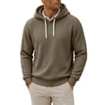 thumbnail image 1 of happyYEE Men's Waffle Hoodie with Drawstring, Casual Long Sleeve Hooded Sweatshirt, Fall Fashion Versatile Pullover Tops, 1 of 9