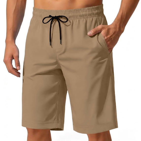 happyYEE Summer Casual Shorts for Men Elastic Waist Drawstring Lightweight Shorts Outdoor Workout Sport Shorts 2026,Khaki,,XL
