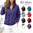 thumbnail image 1 of happyYEE Women's Zip up Sweatshirt Jackets Long Sleeve Fleece Loose Coat Fall Fashion Stand Neck Outerwear with Zip Pockets, 1 of 9