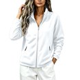 thumbnail image 1 of happyYEE Women's Zip up Sweatshirt Jackets Long Sleeve Fleece Loose Coat Fall Fashion Stand Neck Outerwear with Zip Pockets, 1 of 9