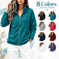 thumbnail image 1 of happyYEE Women's Zip up Sweatshirt Jackets Long Sleeve Fleece Loose Coat Fall Fashion Stand Neck Outerwear with Zip Pockets, 1 of 9