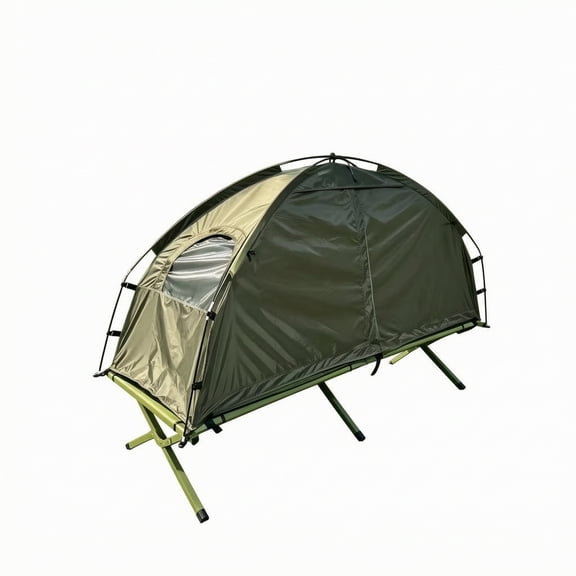 harayaa 1 Person Lightweight Camping Tent Water Resistant 200x70x90cm Backpacking Hiking Fishing Shelter with Steel Poles and 8 Stakes Army Green