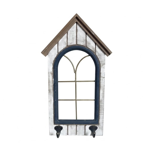 harayaa 1 Piece Wall Hanging Decor Retro Window Frame Rustic Wooden Portrait Distressed Window Look Suitable for Farmhouse Entryway Patio Outdoor Space