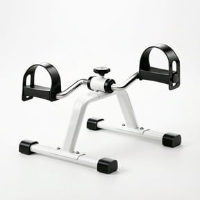 harayaa 1 Portable Pedal Exerciser Mini Exercise Bike Seated Peddler for Home Physical Therapy Senior Fitness White Metal Frame Anti Slip Base