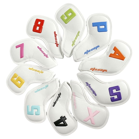 harayaa 10 Count Long Neck Golf Club Exquisite Stitches Smooth Texture White 10 pcs-White