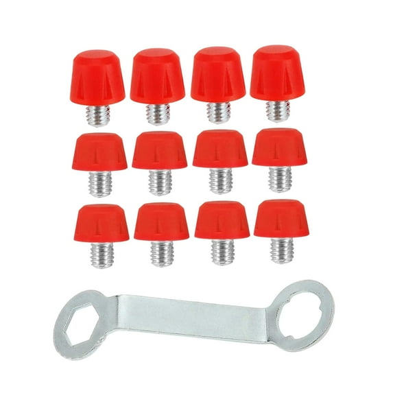 harayaa 12 Pieces Football Boot Spikes Screw in Threading Screw Non Slip with Wrench Red