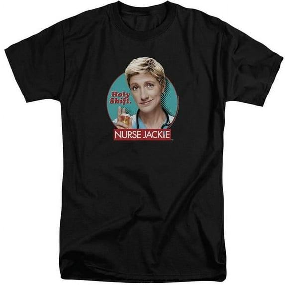 Trevco Sportswear SHO212-ATT-4 Nurse Jackie Holy Shift Adult Tall Fit Short Sleeve T-Shirt, Black - Extra Large