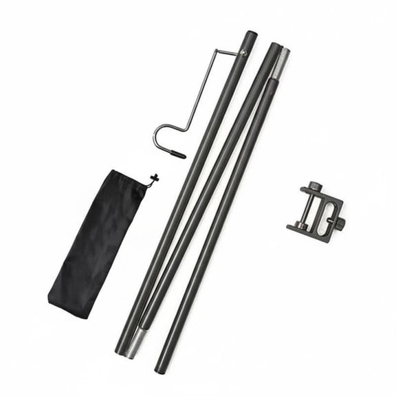 harayaa 2 Pack Folding Lantern Stands Portable Camping Light Poles with Ground Peg and Table Clamp Stainless Steel Hooks for Night Outdoor Activities