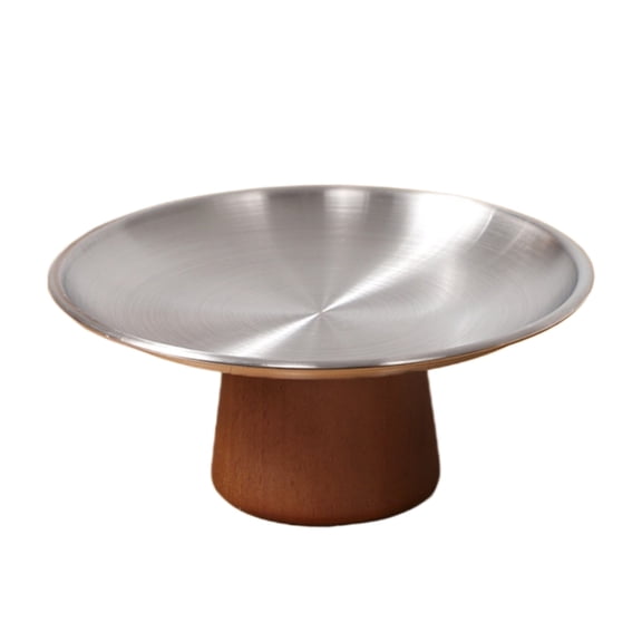 harayaa 2 Pack High Footed Serving Tray with Pedestal Smooth Tableware Light Luxury Retro Style Acacia Wood Support for Tea Parties Snacks
