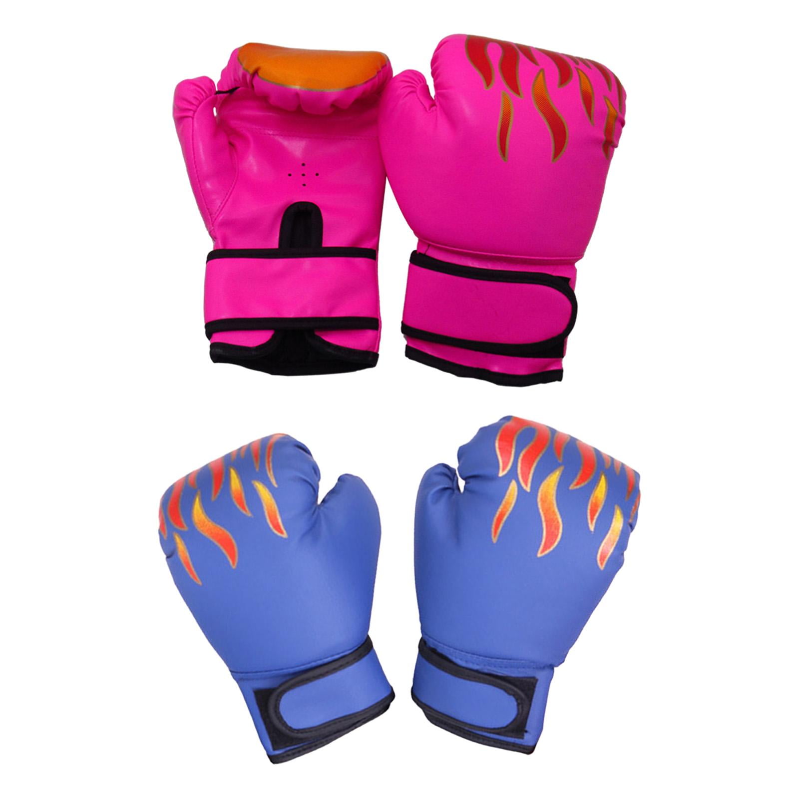 harayaa 2 Pair of Kids Boxing Gloves Punching Gloves Birthday Gift PU Leather Breathable Pink and Blue