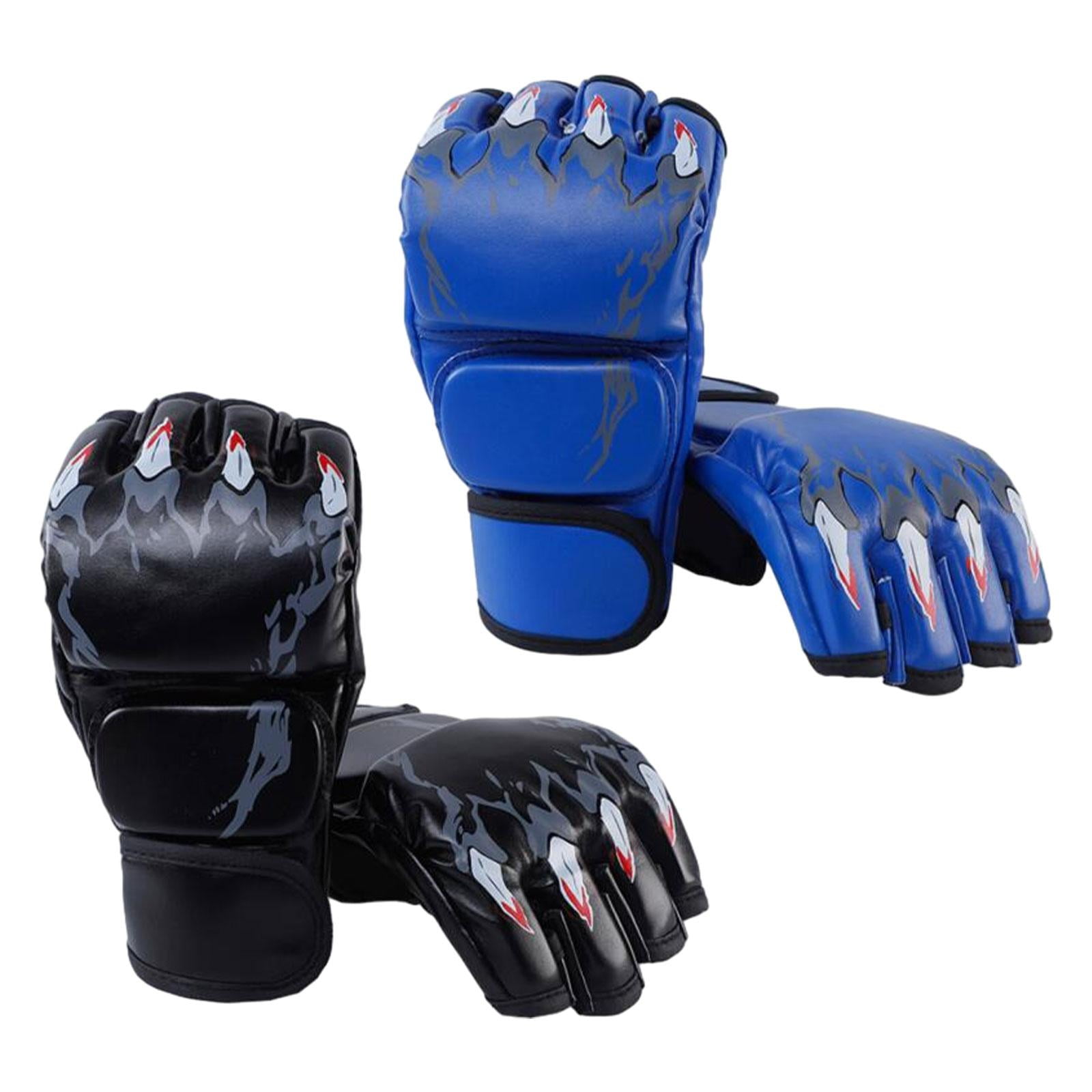 harayaa 2 Pairs Boxing Gloves Kickboxing Gloves for Men Women Professional Shockproof PU Black and Blue