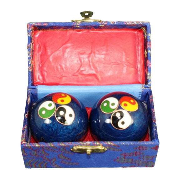 harayaa 2 Pcs Massage Balls Chinese Exercise Handballs with Storage Box Durable Reusable Colorful Gossip Blue
