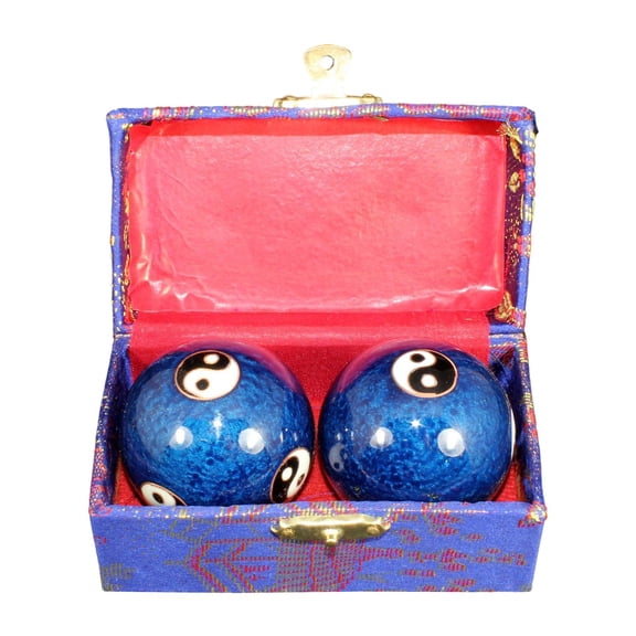 harayaa 2 Pcs Massage Balls Chinese Exercise Handballs with Storage Box Durable Reusable Gossip Blue