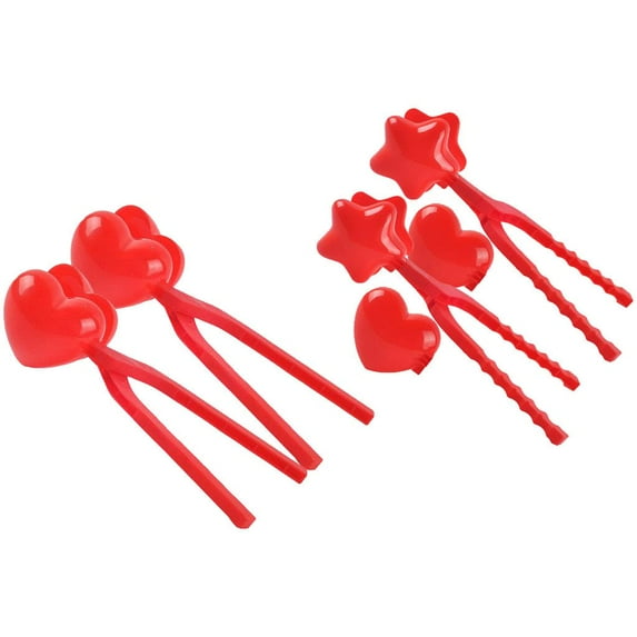 harayaa 2 Set Love Heart Star Shaped Snowbal Maker Clips Clamps Sand Clay Mold Tools