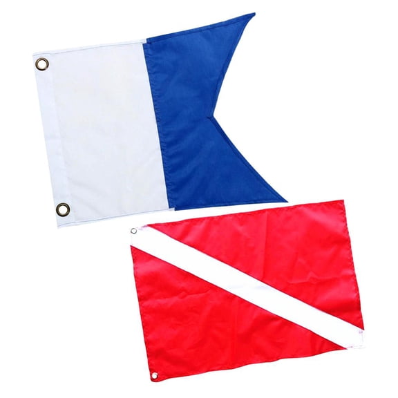 harayaa 2Pcs Nylon Diver-Down Boat Flags Scuba Dive Snorkeling Flags Marker Blue,Red