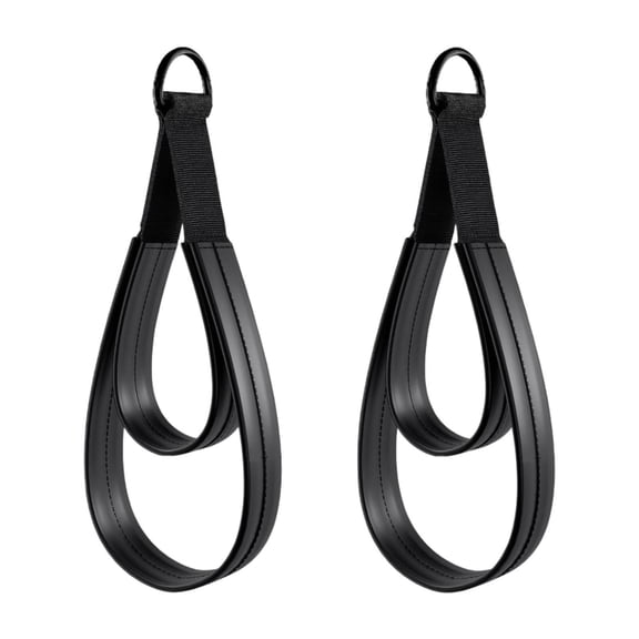 harayaa 2Pcs Pilates Double Loop Straps for Reformer Comfortable Grip D Rings Strap Handle for Improve Flexibility Strength Dexterity Black Rings