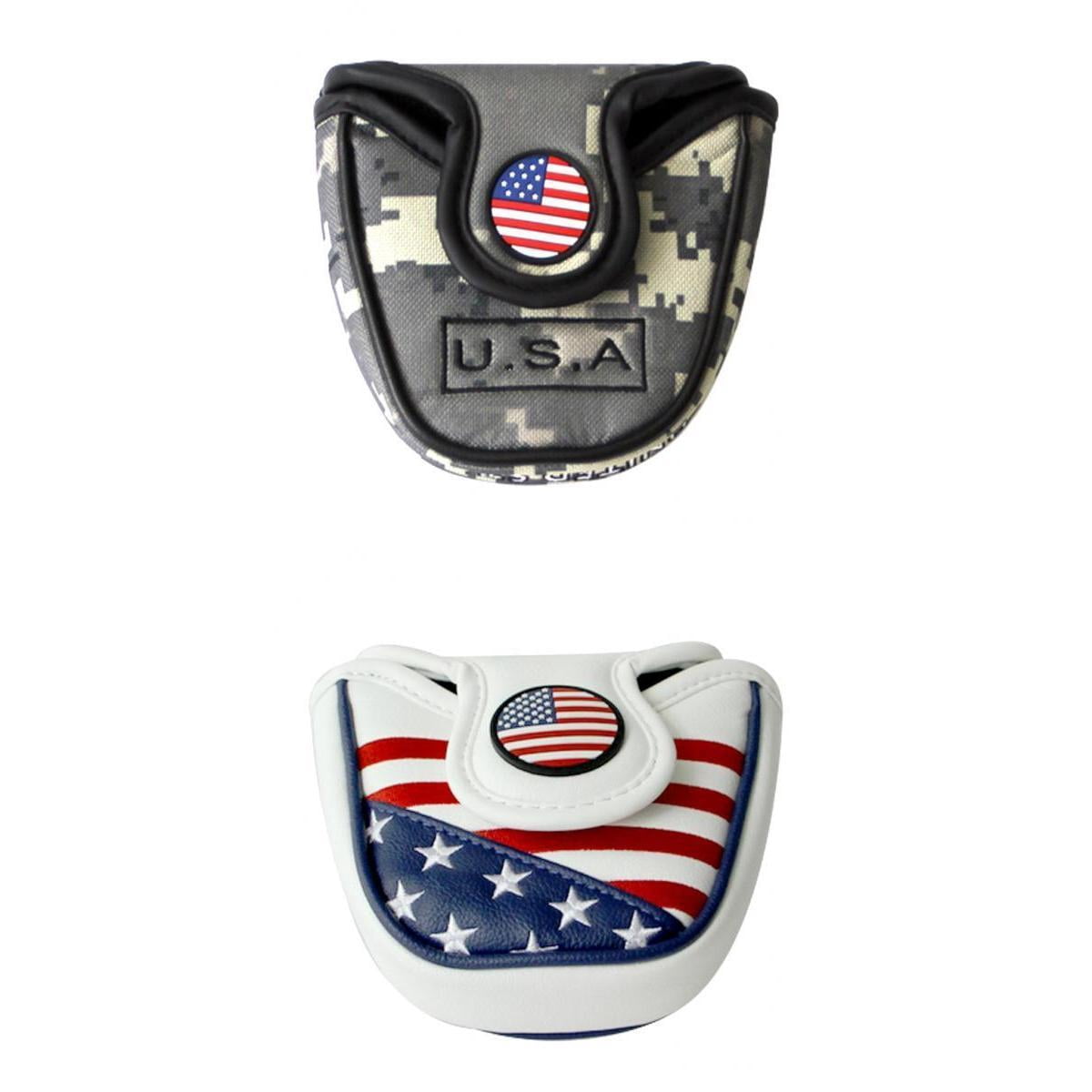 harayaa 2Pcs Universal PU Leather Golf Head Cover Protectors Headcover Mallet Putter