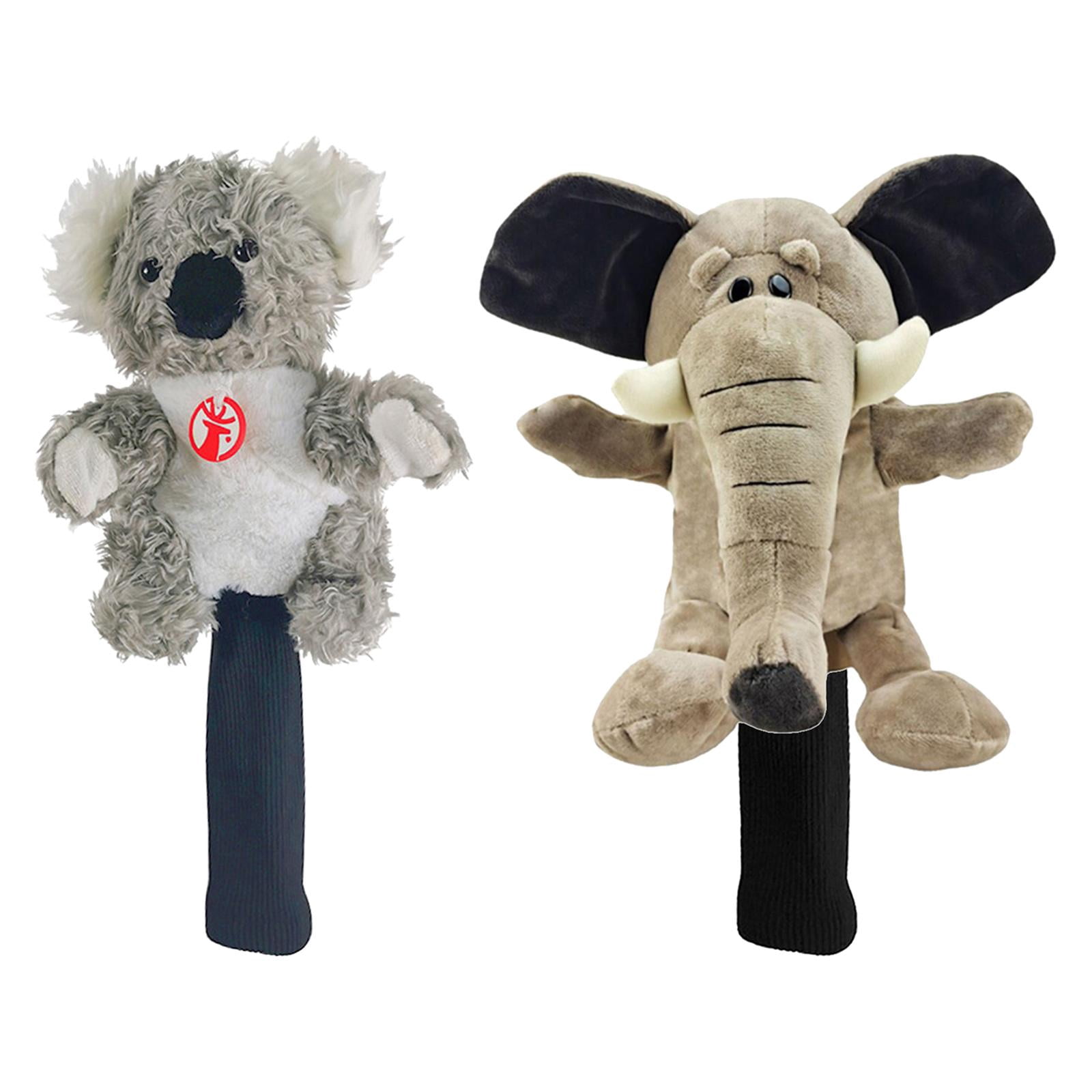 harayaa 2x Funny Golf Club Head Covers Cute Soft Plush Animals Wood Driver Headcover