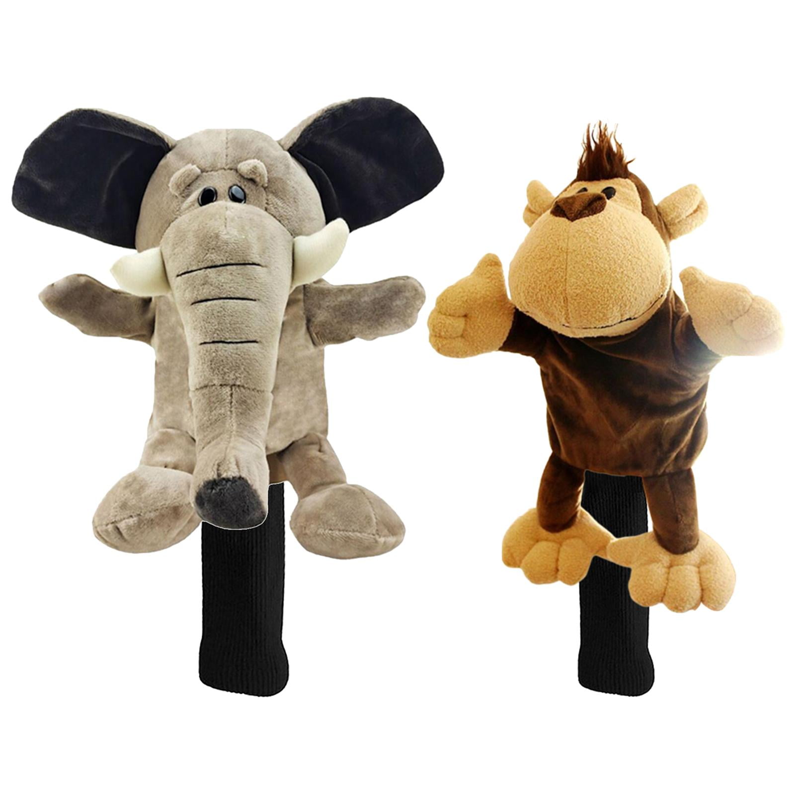 harayaa 2x Golf Club Headcovers Head Protection Cartoon Plush Wood Driver Head Cover