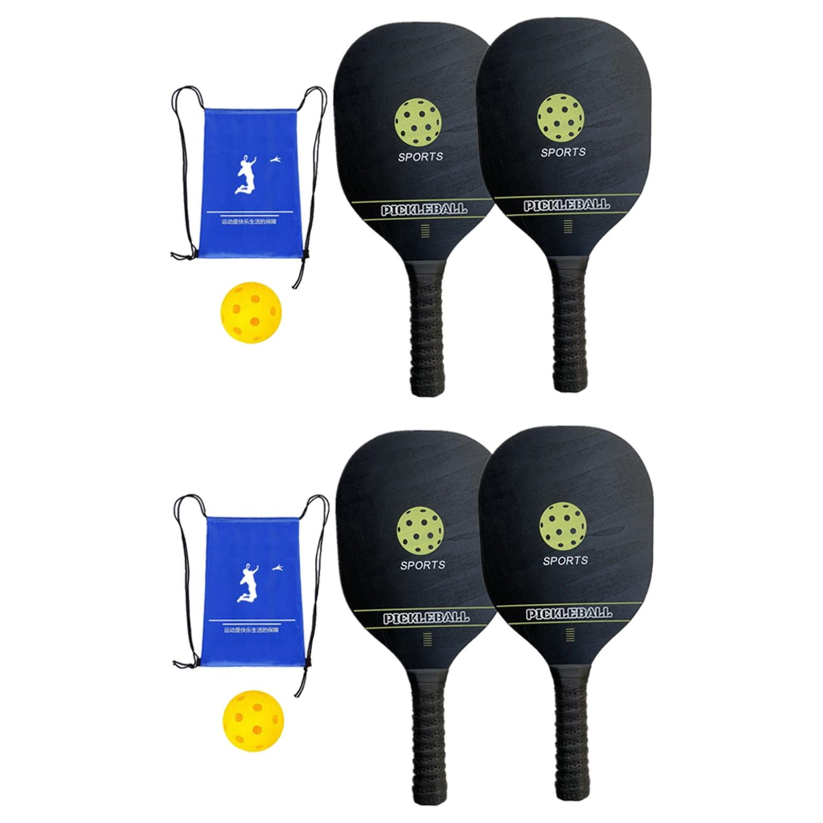harayaa 2x Portable Wooden Pickleballs Rackets Set Lightweight Durable Ergonomic Wide