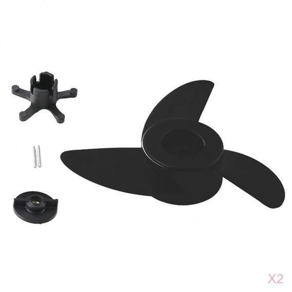 harayaa 2x Propeller Canoe Black Fishing Boat Prop Weedless Replacement Accessories