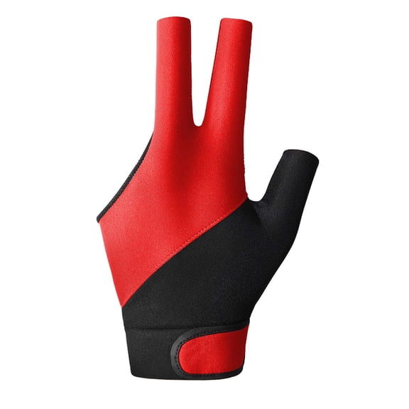 harayaa 3 Fingers Billiard Glove Durable Snooker Gloves for Women Men Adults Playing Red