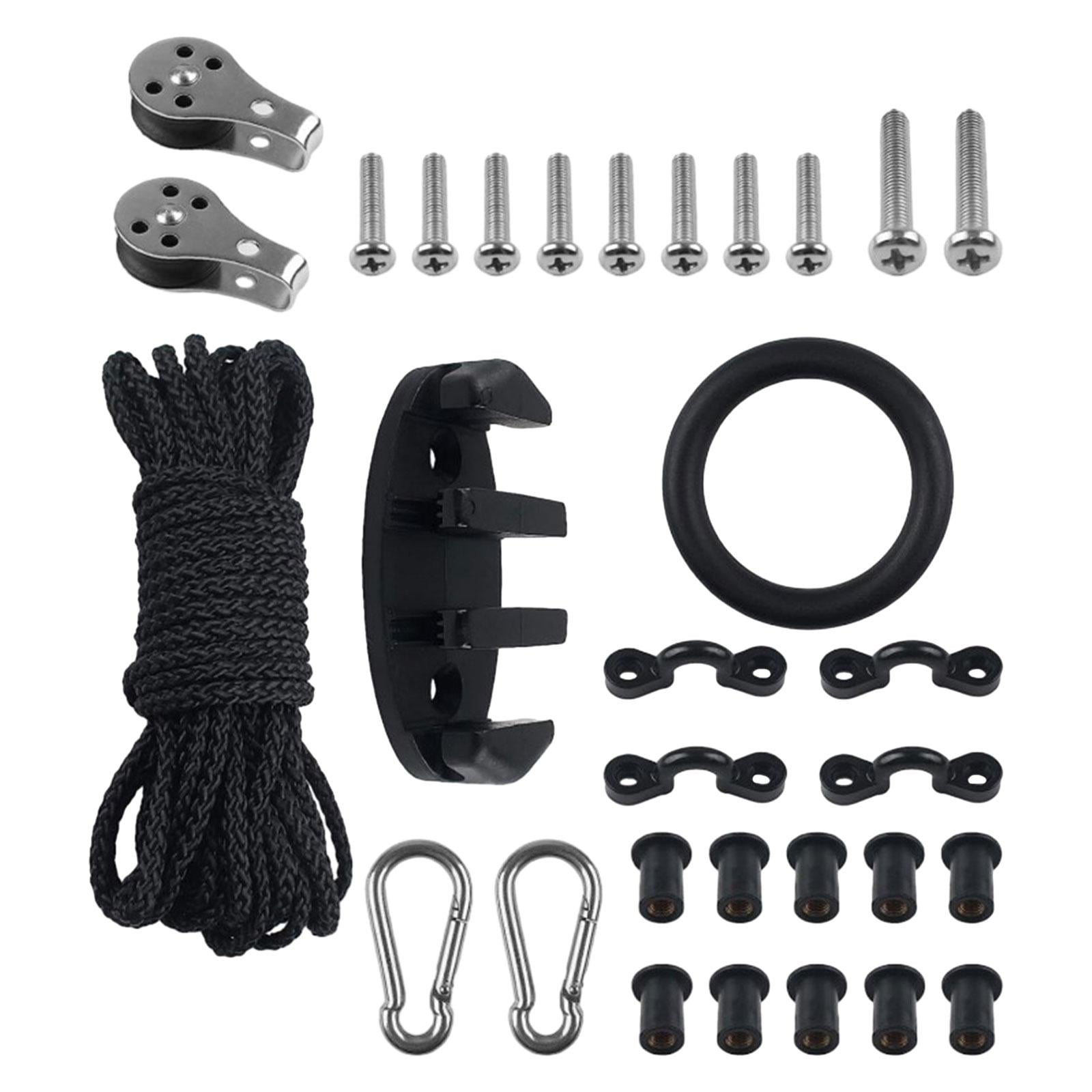 harayaa 31 Pieces Kayak Canoe Anchor Trolley Kit 30ft Rope Portable with Screws Nuts Zig